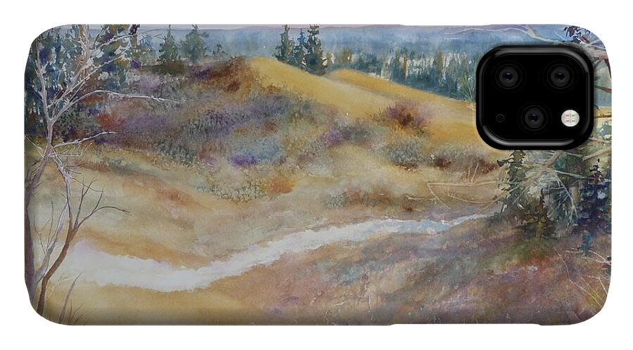 Landscape iPhone 11 Case featuring the painting Spirit Sands by Ruth Kamenev