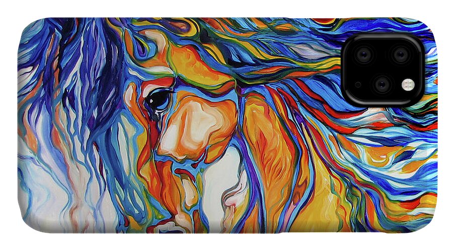Equine iPhone 11 Case featuring the painting STALLION SOUTHWEST by M BALDWIN by Marcia Baldwin