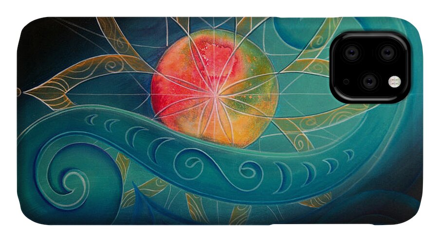 Star iPhone 11 Case featuring the painting Starburst by Reina Cottier