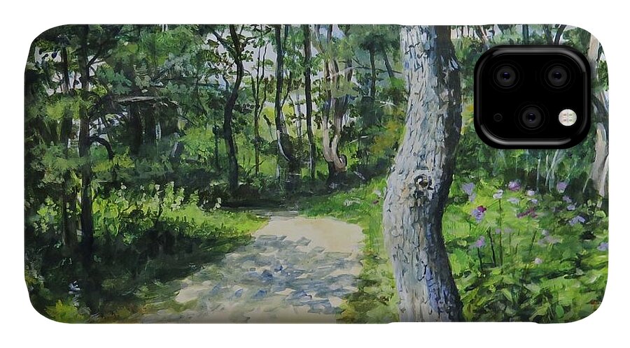 Landscape iPhone 11 Case featuring the painting Start Of The Trail by William Brody