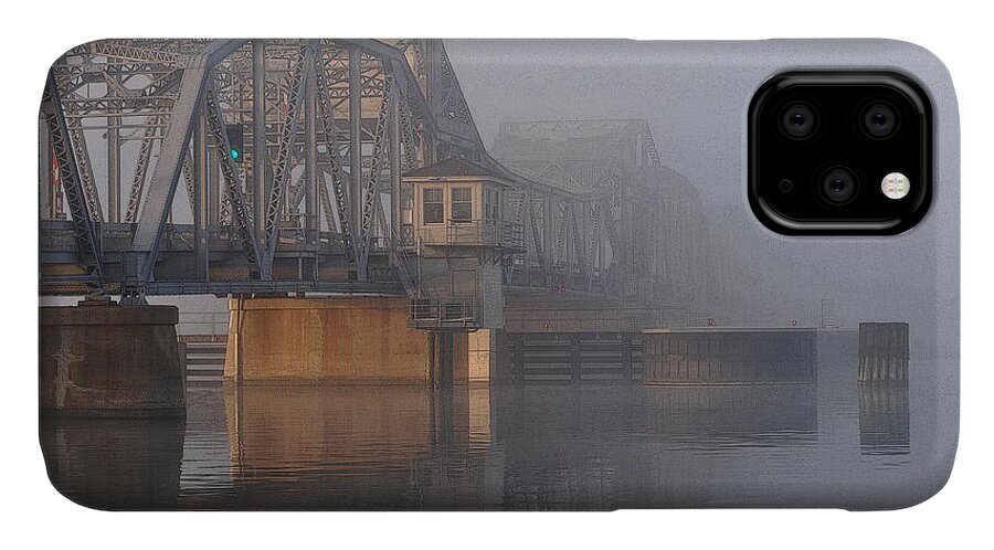 Steel Bridge iPhone 11 Case featuring the photograph Steel Bridge in Fog by Tim Nyberg