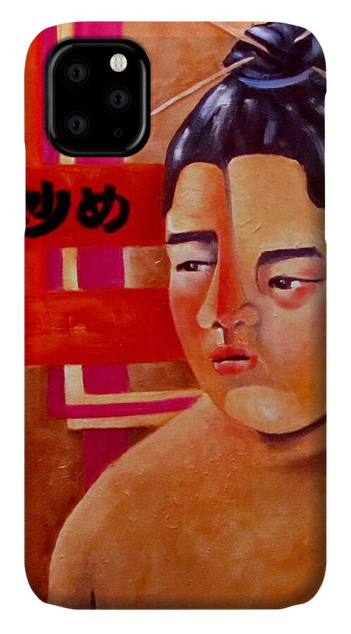 Japanese iPhone 11 Case featuring the painting Stir Fry by Carol Allen Anfinsen