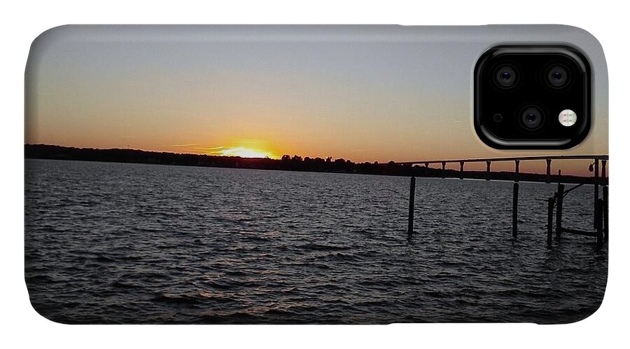 Bridge iPhone 11 Case featuring the photograph Sun Going Down Near Gov Thomas Johnson Bridge by Jimmy Clark