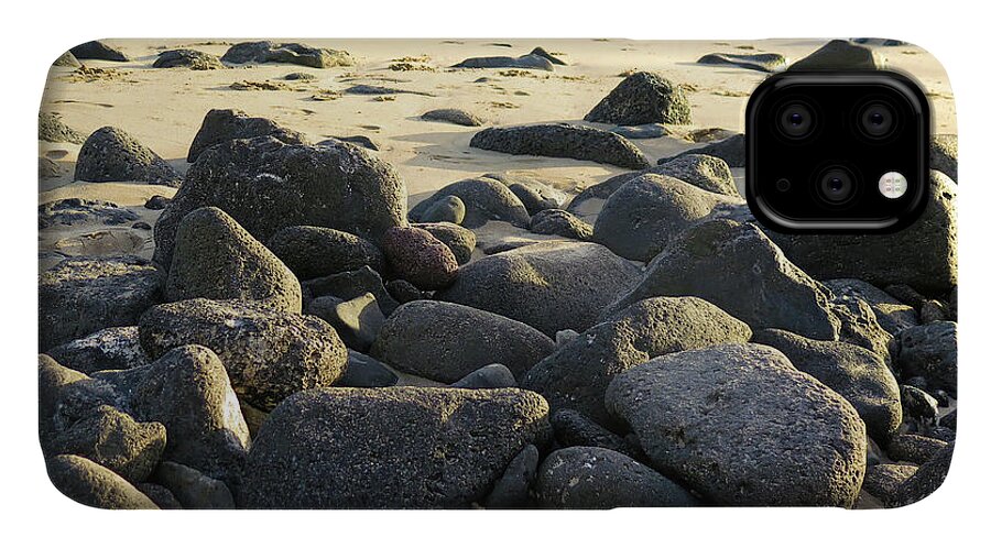 Beach iPhone 11 Case featuring the photograph Sunbathing Stones by Kathy Corday