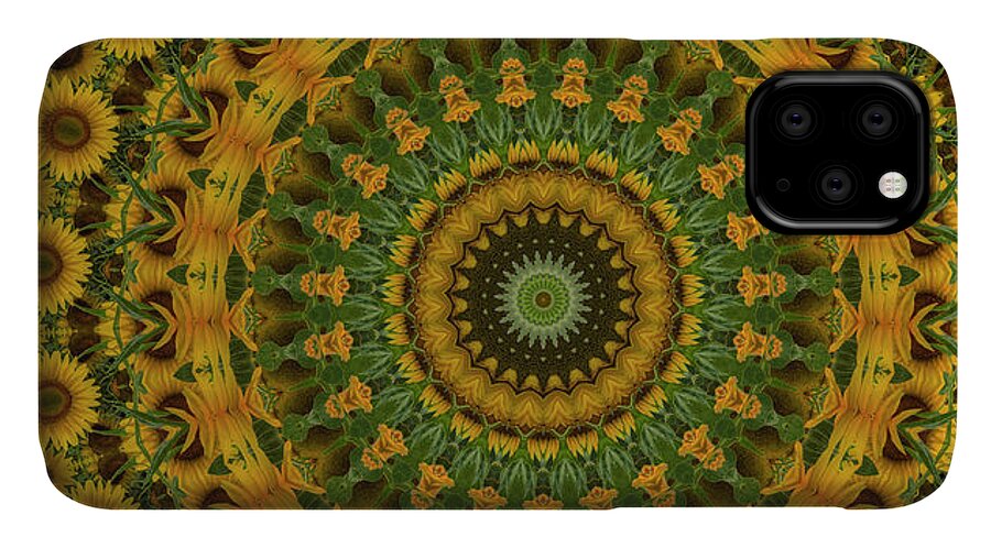 Sunflowers iPhone 11 Case featuring the photograph Sunflower Mandala by Mark Kiver