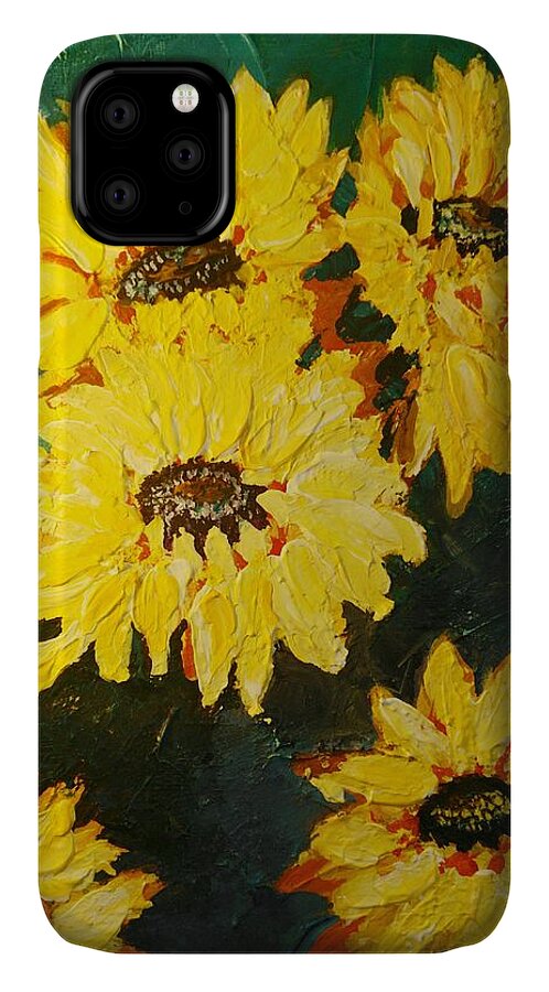Impressionistic Art iPhone 11 Case featuring the painting Sunflower by Ray Khalife