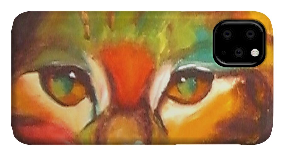 Cat iPhone 11 Case featuring the painting Sunkist by Susan A Becker