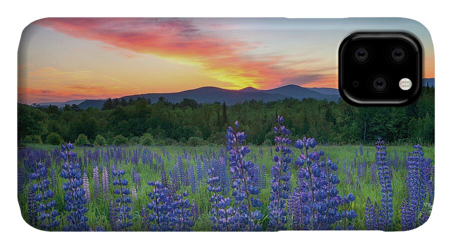 #surise#lupines#sugarhill#newhampshire#landscape#field#mountains iPhone 11 Case featuring the photograph Sunrise Over the Ridge by Darylann Leonard Photography