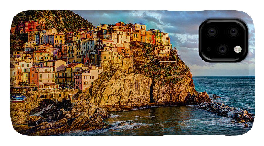 Travel iPhone 11 Case featuring the photograph Sunset in Manarola by Wade Brooks