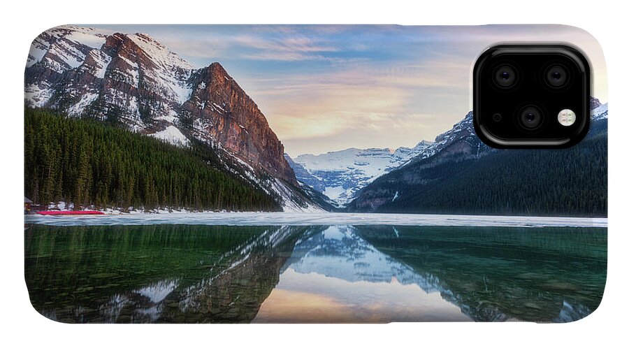 Landscape iPhone 11 Case featuring the photograph Sunset Lake Louise by Russell Pugh