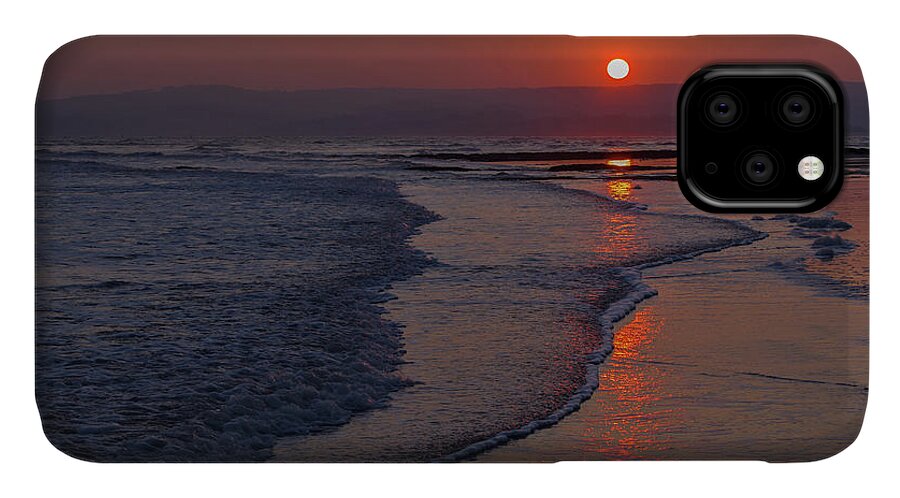 Exmouth Beach Devon iPhone 11 Case featuring the photograph Sunset over Exmouth beach by Pete Hemington