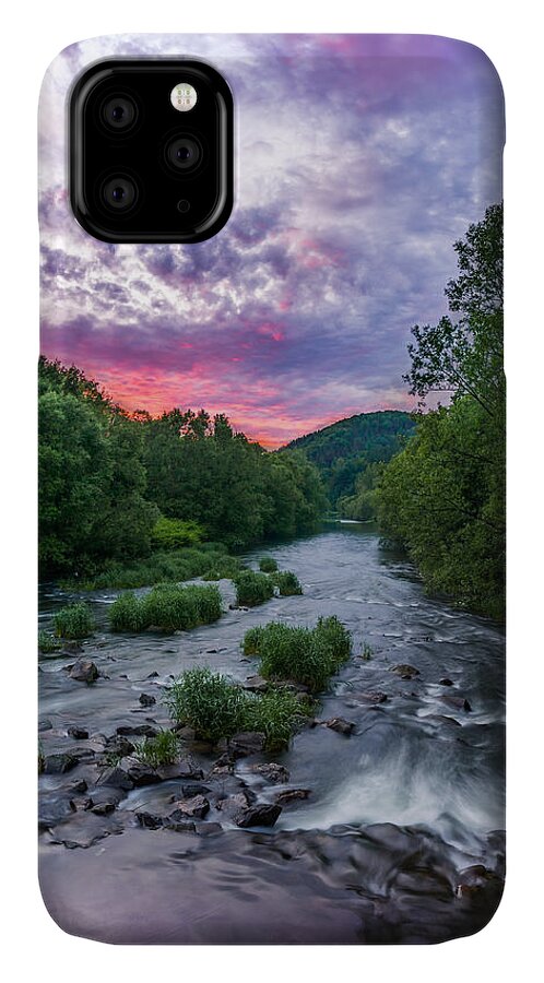 Vistula iPhone 11 Case featuring the photograph Sunset over the Vistula in the Silesian Beskids by Dmytro Korol
