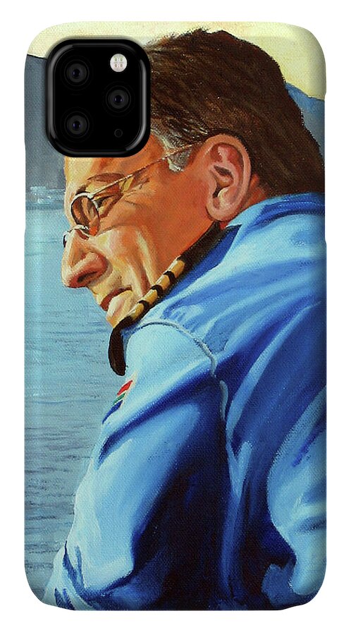 Capt Doug Faure iPhone 11 Case featuring the painting Sunset by Tim Johnson