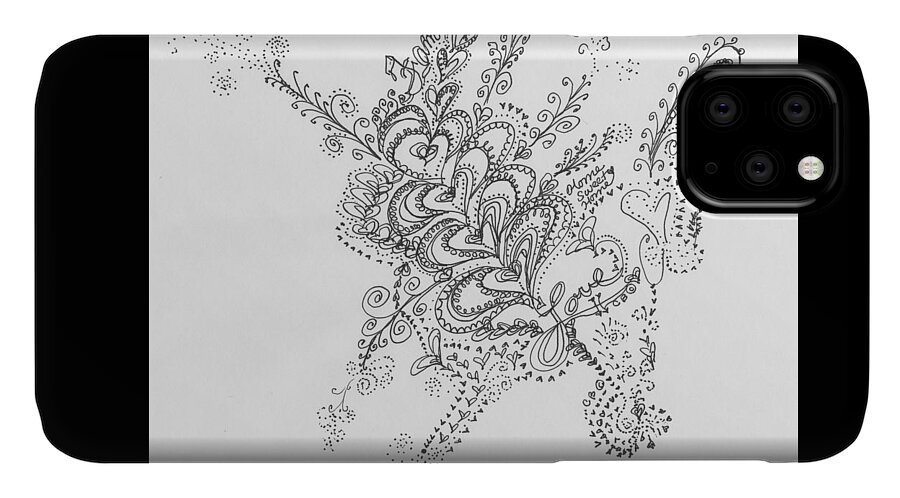 Caregiver iPhone 11 Case featuring the drawing Swirls by Carole Brecht
