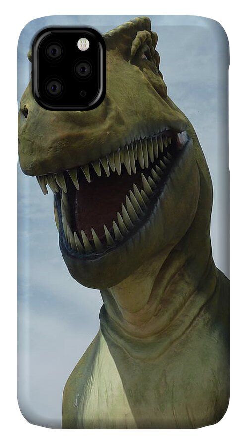 Dinosaur iPhone 11 Case featuring the photograph T-Rex Says Hi by Melisa Elliott