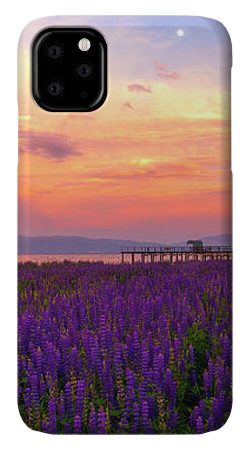 Lupine iPhone 11 Case featuring the photograph Tahoe City Lupine Sunset by Brad Scott by Brad Scott