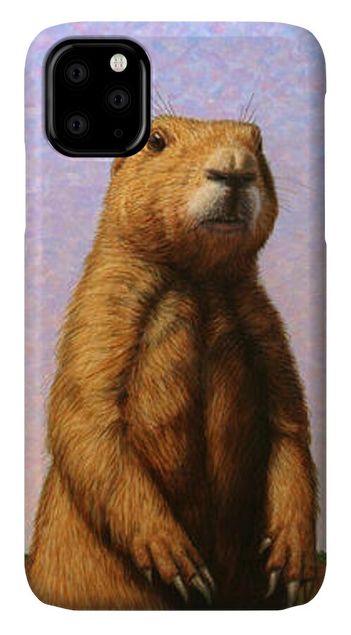 Prairie Dog iPhone 11 Case featuring the painting Tall Prairie Dog by James W Johnson