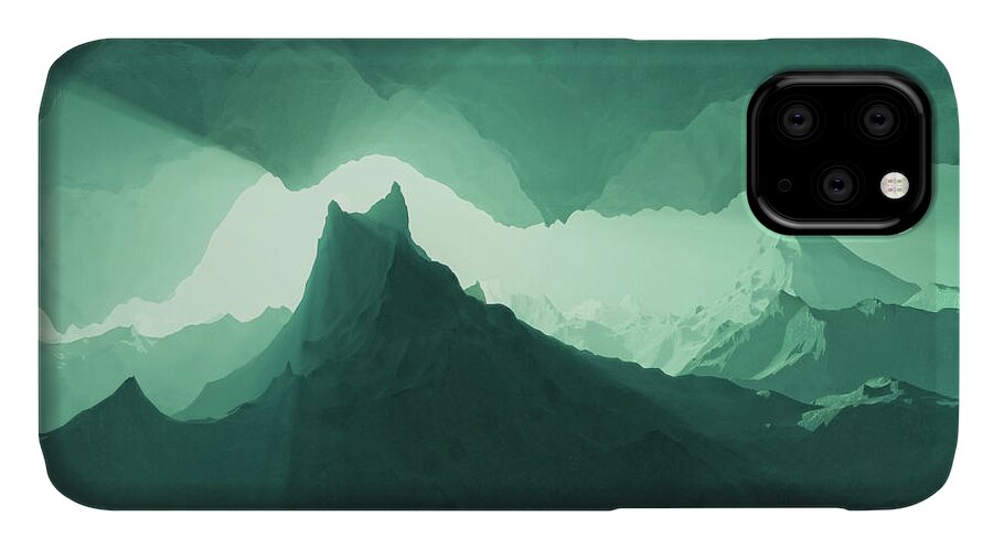 Landscape iPhone 11 Case featuring the digital art Teal Surreal by Matthew Lindley