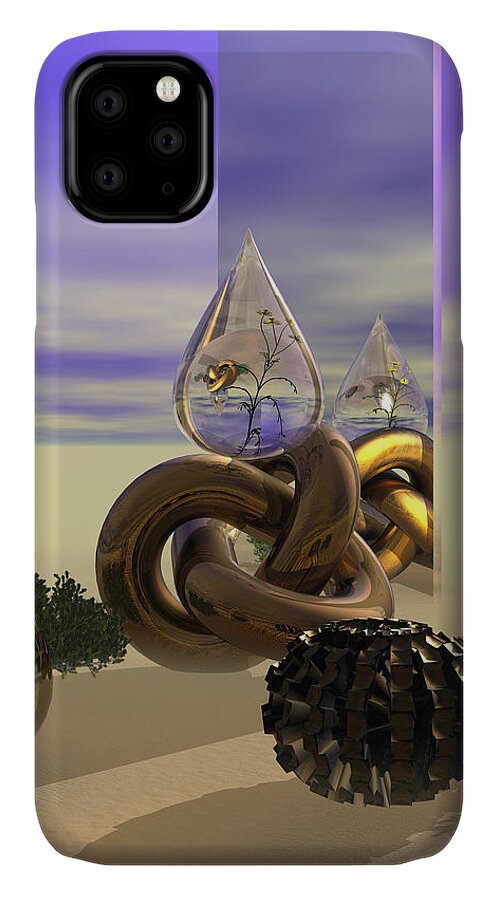 Surrealism iPhone 11 Case featuring the digital art Tears in the Desert by Judi Suni Hall