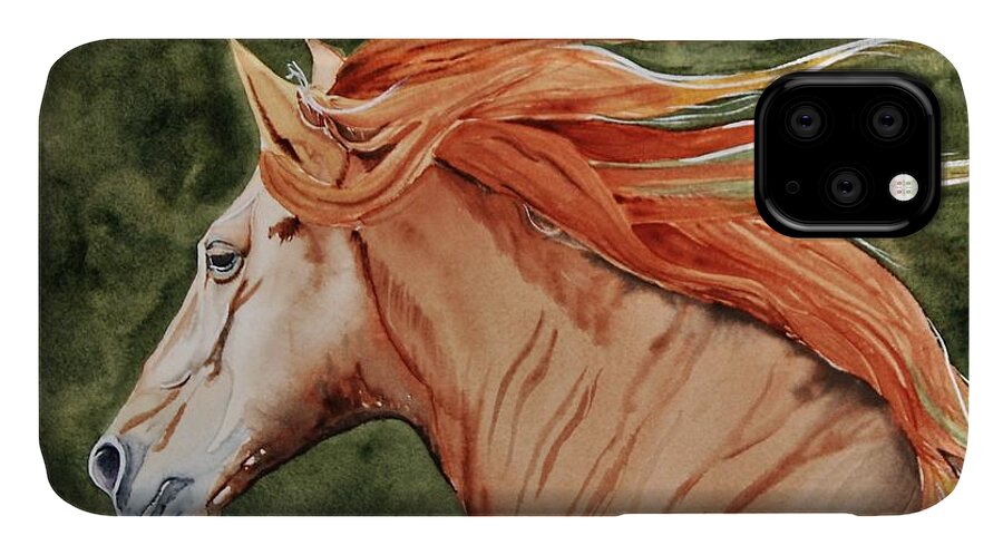 Horse iPhone 11 Case featuring the painting The Americano by Sonja Jones