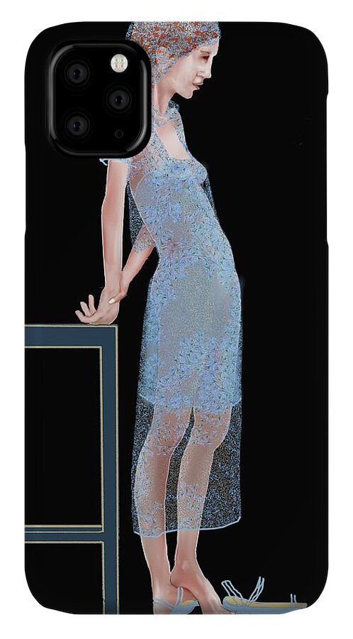 Female iPhone 11 Case featuring the digital art The Blue Outfit by Kerry Beverly