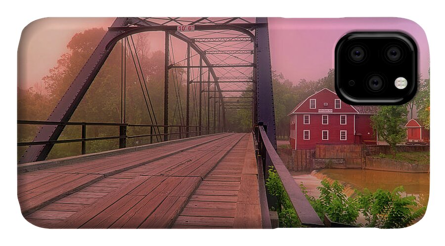War Eagle Mill iPhone 11 Case featuring the photograph The Bridge to War Eagle Mill - Arkansas - Historic - Sunrise by Jason Politte
