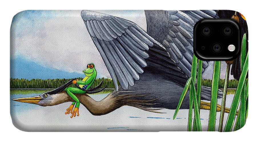 Birds iPhone 11 Case featuring the painting The Fly By by Catherine G McElroy