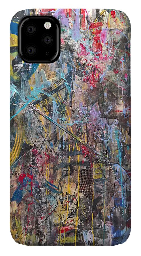 Deconstruction Robert Anderson Abstract Art Wilmington North Carolina Fish Gamble iPhone 11 Case featuring the painting The Gamble or deconstructed fish by Robert Anderson