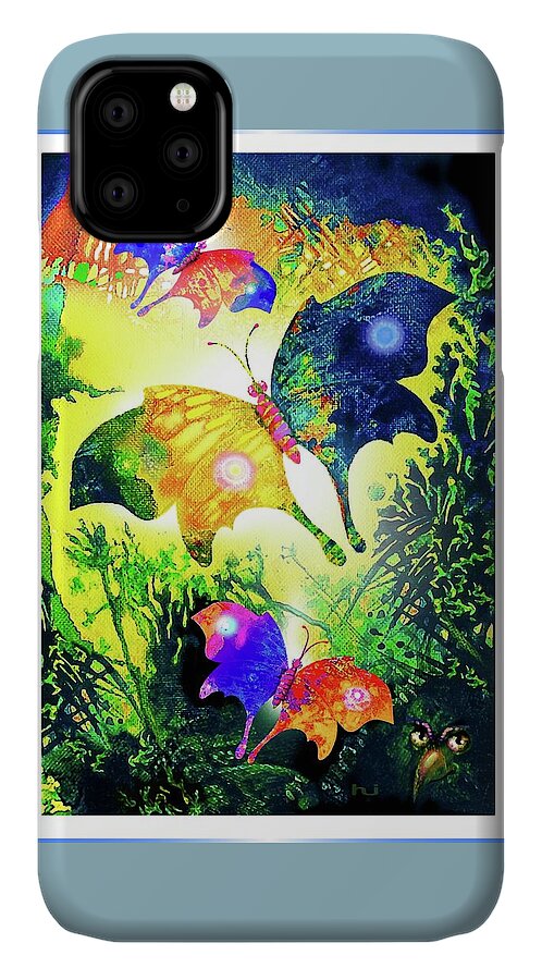 Butterfly iPhone 11 Case featuring the painting The MAGIC of BUTTERFLIES by Hartmut Jager