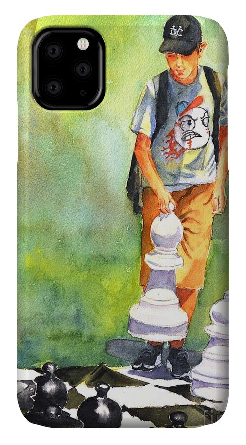 Boy iPhone 11 Case featuring the painting The next move #1 by Betty M M Wong