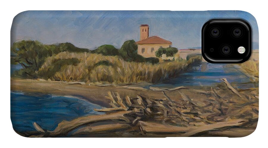 Tuscany iPhone 11 Case featuring the painting The outfall of Ombrone river by Marco Busoni