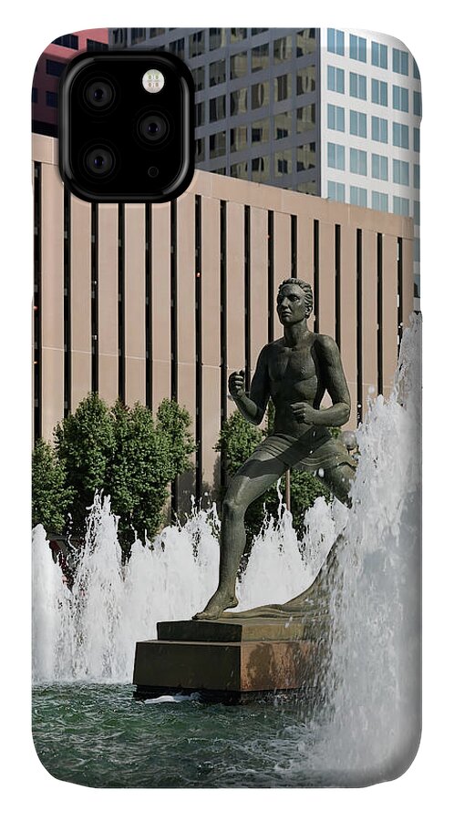 St Louis iPhone 11 Case featuring the photograph The Runner Sculpture by Harold Rau