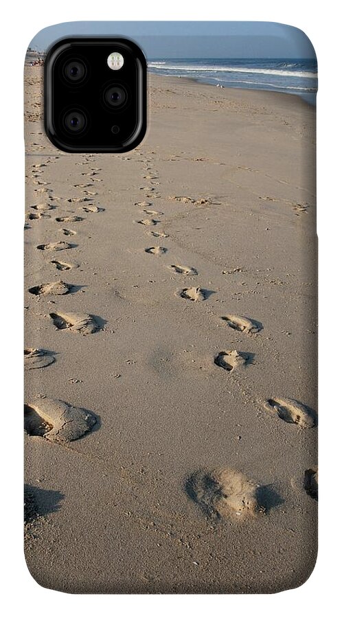 Jersey Shore iPhone 11 Case featuring the photograph The Trails Of Footprints - Jersey Shore by Angie Tirado