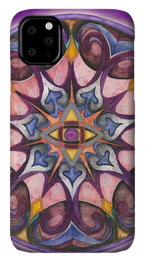 Mandala iPhone 11 Case featuring the painting Third Eye Mandala by Jo Thomas Blaine