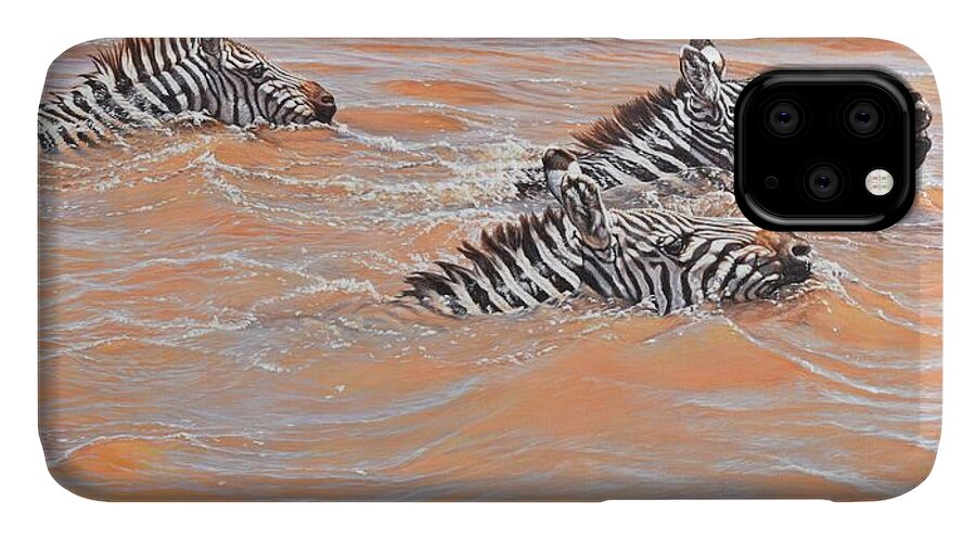 Wildlife Paintings iPhone 11 Case featuring the painting This Way Son by Alan M Hunt