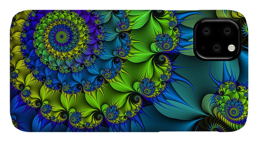 Fractal iPhone 11 Case featuring the digital art Thorn Flower by Jutta Maria Pusl