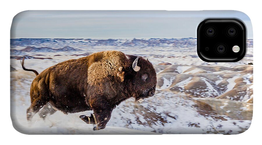 South Dakota iPhone 11 Case featuring the photograph Thunder in the Snow by Rikk Flohr