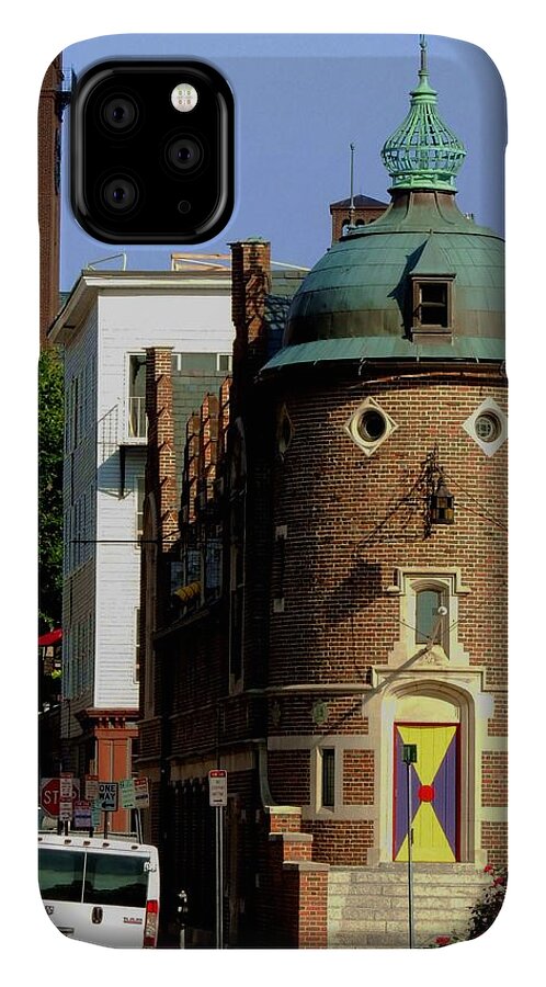 Building With Face iPhone 11 Case featuring the photograph Time to Face The Harvard Lampoon by Vincent Green