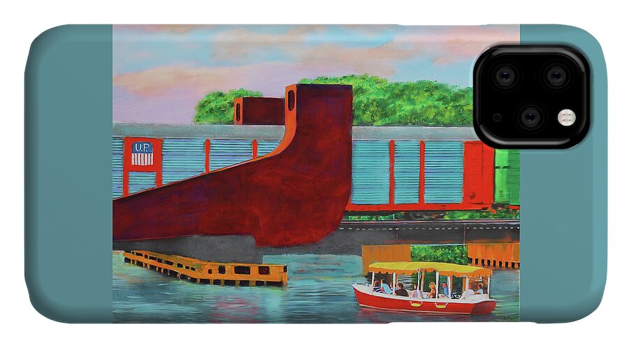 Bridge iPhone 11 Case featuring the painting Train Over the New River by Deborah Boyd