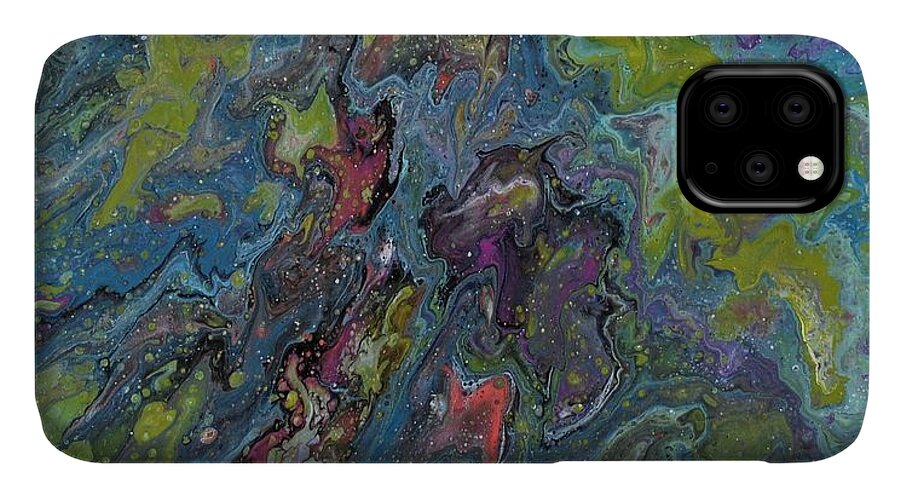 Abstract iPhone 11 Case featuring the painting Treasure by Sandy Dusek