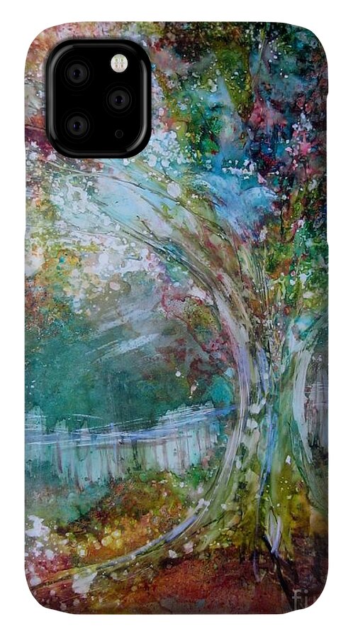 Tree iPhone 11 Case featuring the painting Tree on Fire by Deborah Nell