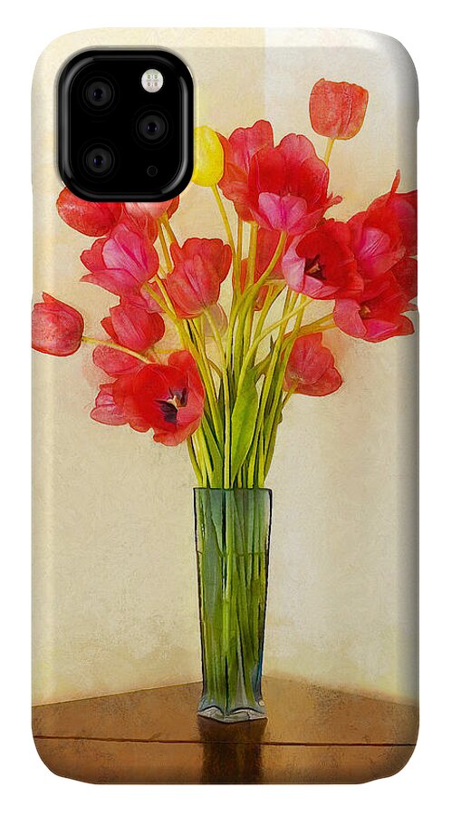 Tulips iPhone 11 Case featuring the digital art Tulip Bouquet by JGracey Stinson