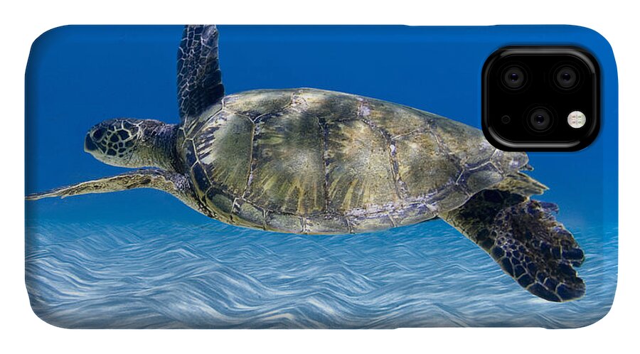 Turtle iPhone 11 Case featuring the photograph Turtle Flight - part 2 of 3 by Sean Davey