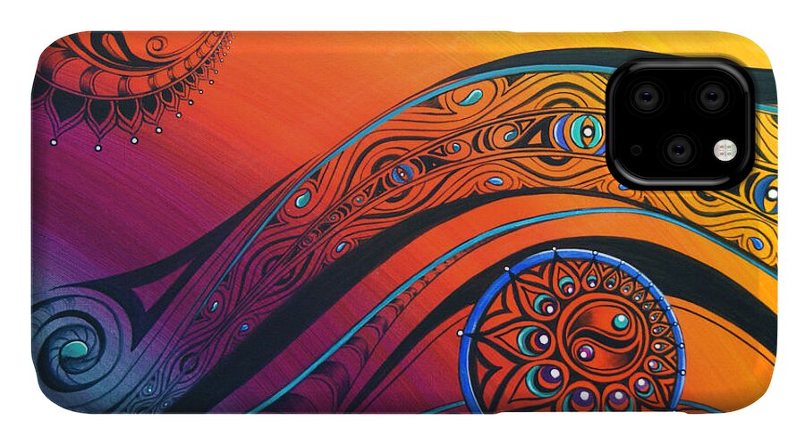 Tribal iPhone 11 Case featuring the painting Tribal Flow by Reina Cottier