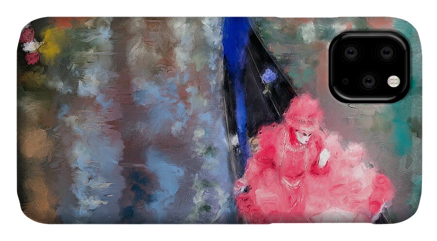 Italia iPhone 11 Case featuring the photograph Venice Carnival. Masked Woman in a Gondola by Juan Carlos Ferro Duque