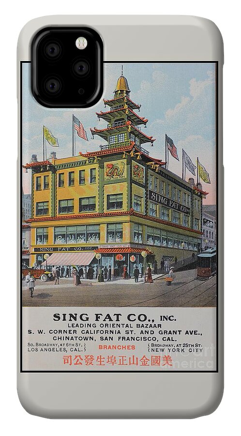 Vintage iPhone 11 Case featuring the digital art Vintage 1900s Chinese Bazaar San Francisco by Heidi De Leeuw