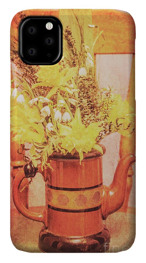 Aged iPhone 11 Case featuring the photograph Vintage fine art still life with daffodils by Jorgo Photography