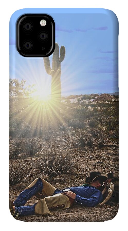 Cowboy iPhone 11 Case featuring the photograph Waitin' on a Horse by Amanda Smith
