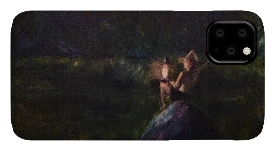 Landscape iPhone 11 Case featuring the painting Waiting for Dawn by Stephen King