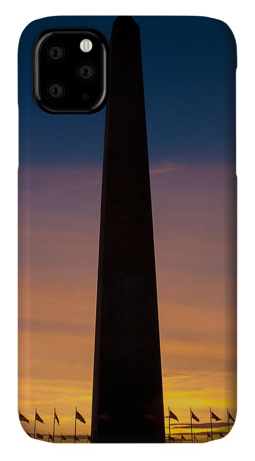 Captial iPhone 11 Case featuring the photograph Washington Monument at Sunset by Mark Dodd